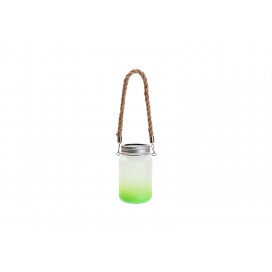 15oz/450ml Mason Jar w/ Lantern Lid and Hemp Rope Handle (Frosted, Gradient Green)(10/pack)